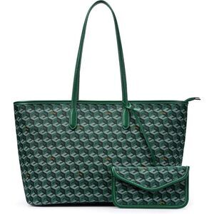KALIDI 3D Cube Tote Bag Cubic Garden Monogram Print Shoulder Bag Hunter Green